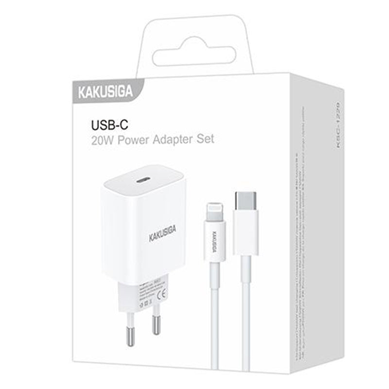 Kaku (KSC-1229) - Incarcator Retea + Cablu Lightning, USB-C, PD20W, Smart Charging, White