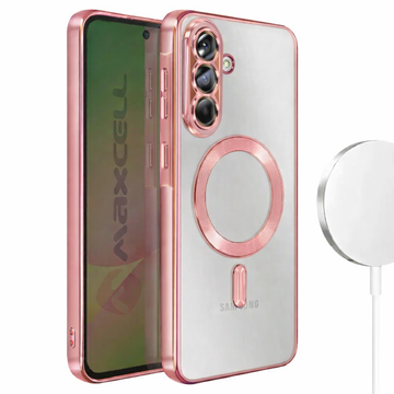 Husa Plating pentru Samsung S26, Silicon cu MagSafe, ElectroEdge - Roz