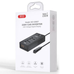 Invertor Auto XO CZ027, Output 2xUBS-C, 2xUSB-A, 2xPriza 220V, Power LED - Negru
