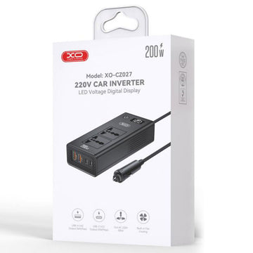 Invertor Auto XO CZ027, Output 2xUBS-C, 2xUSB-A, 2xPriza 220V, Power LED - Negru