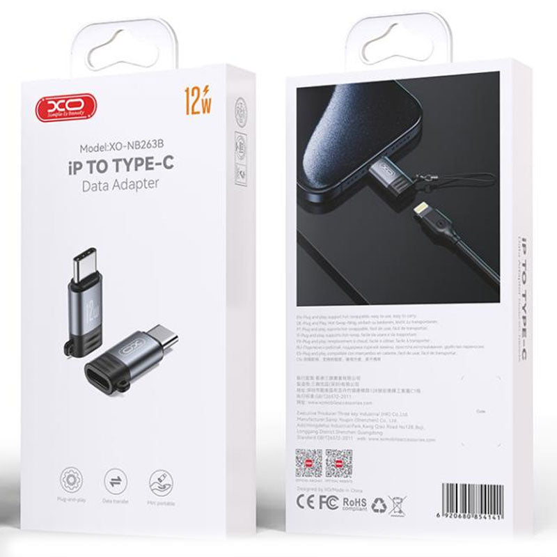 XO (NB263B) - Adaptor OTG Transfer/Incarcare, Lightning la USB-C, TARNISH