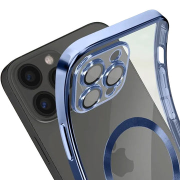 Husa Plating pentru iPhone 15 Plus, MagSafe, ElectroEdge - Albastru