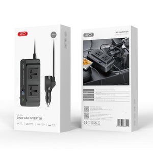 Invertor Auto XO CZ011, 200W, RMS, Iesire 220V, 1xUSB-C, 2xUSB-A, Indicator LED - Negru
