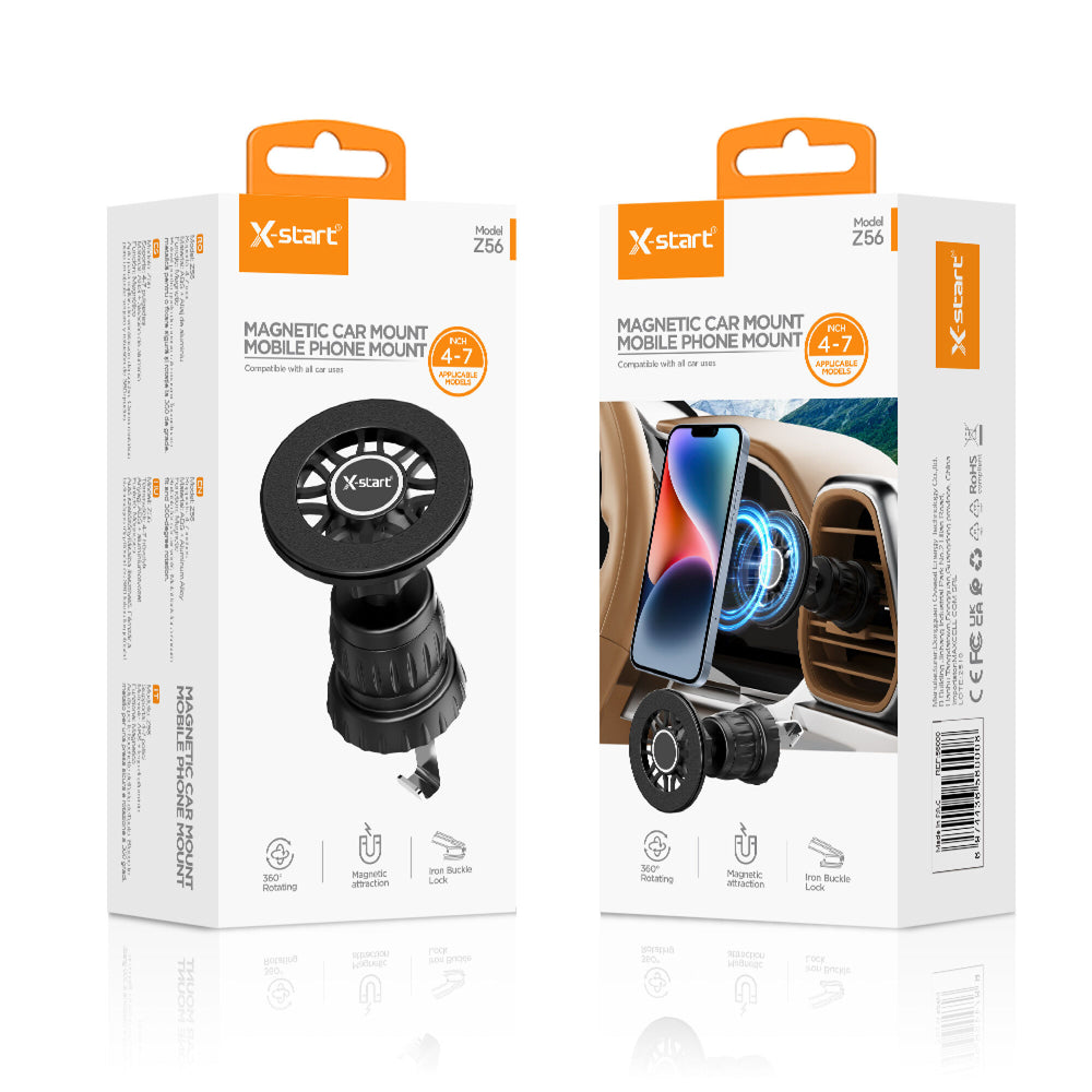 X-Start (Z56) - Suport Auto, Magnetic, montaj Ventilatie, MagRing, MultiAngle, Black