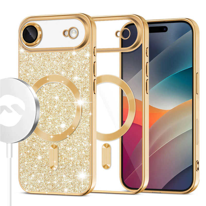 Husa MagSparks - iPhone 17 Air, Glitter, Dual Layer, Lens Cover, Gold
