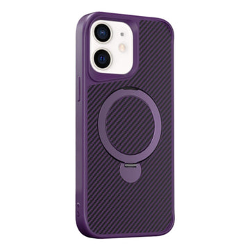 Husa MagStand pentru iPhone 16, MagCase Ring, Carbon - Mov