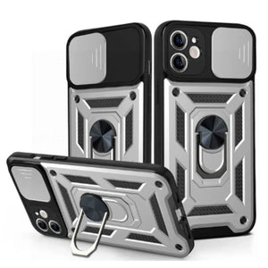 Husa Armor - Samsung A55, CamSlide, Ring Stand, Silver