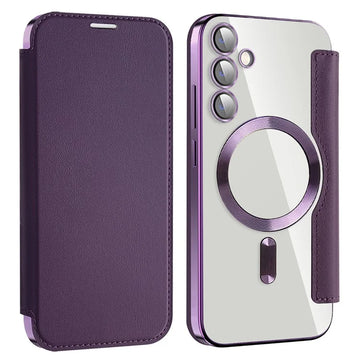 Husa MagFlip pentru Samsung S23 FE, Magnet, RFID Protect, Piele, Chrome Edge - Mov