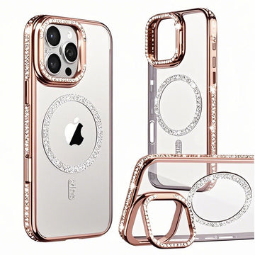 Husa Crystal Plated pentru Samsung S25 Ultra, MagCase, CamStand - Roz