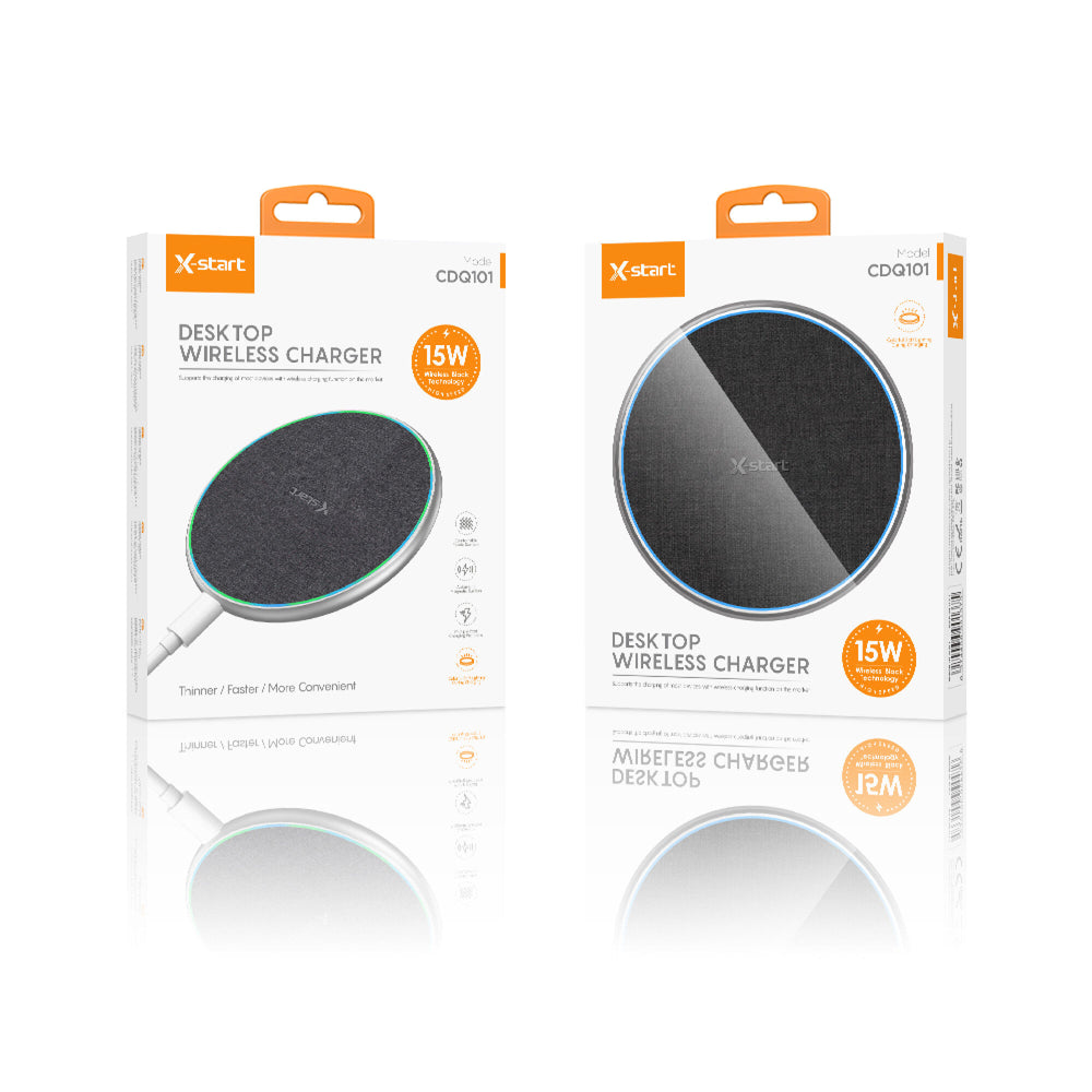 X-Start (CDQ101) - Incarcatoare Wireless, 15W, USB-A, Braided, Grey