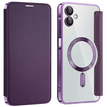 Husa MagFlip pentru Samsung A06, Magnet, RFID Protect, Piele, Chrome Edge - Mov