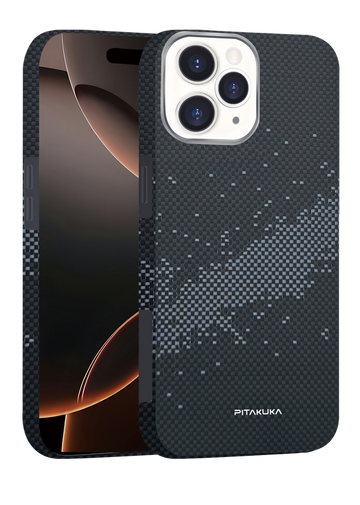 Husa Aramid PTK pentru iPhone 16 Pro, Kevlar Fiber, cu MagSafe - Splash gri