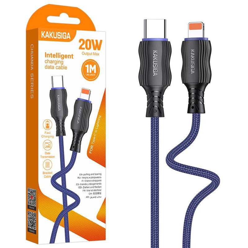 Cablu Date si Incarcare Kaku KSC-807, USB-C la Lightning, PD20W, 1m - Albastru