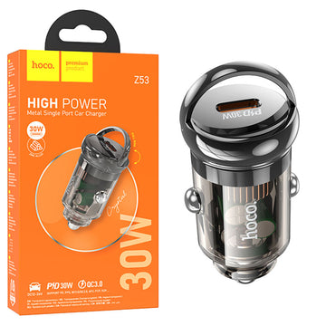 Incarcator Auto Hoco Z53, 30W, 1xUSB-C, PD, Ring-Pull - Negru