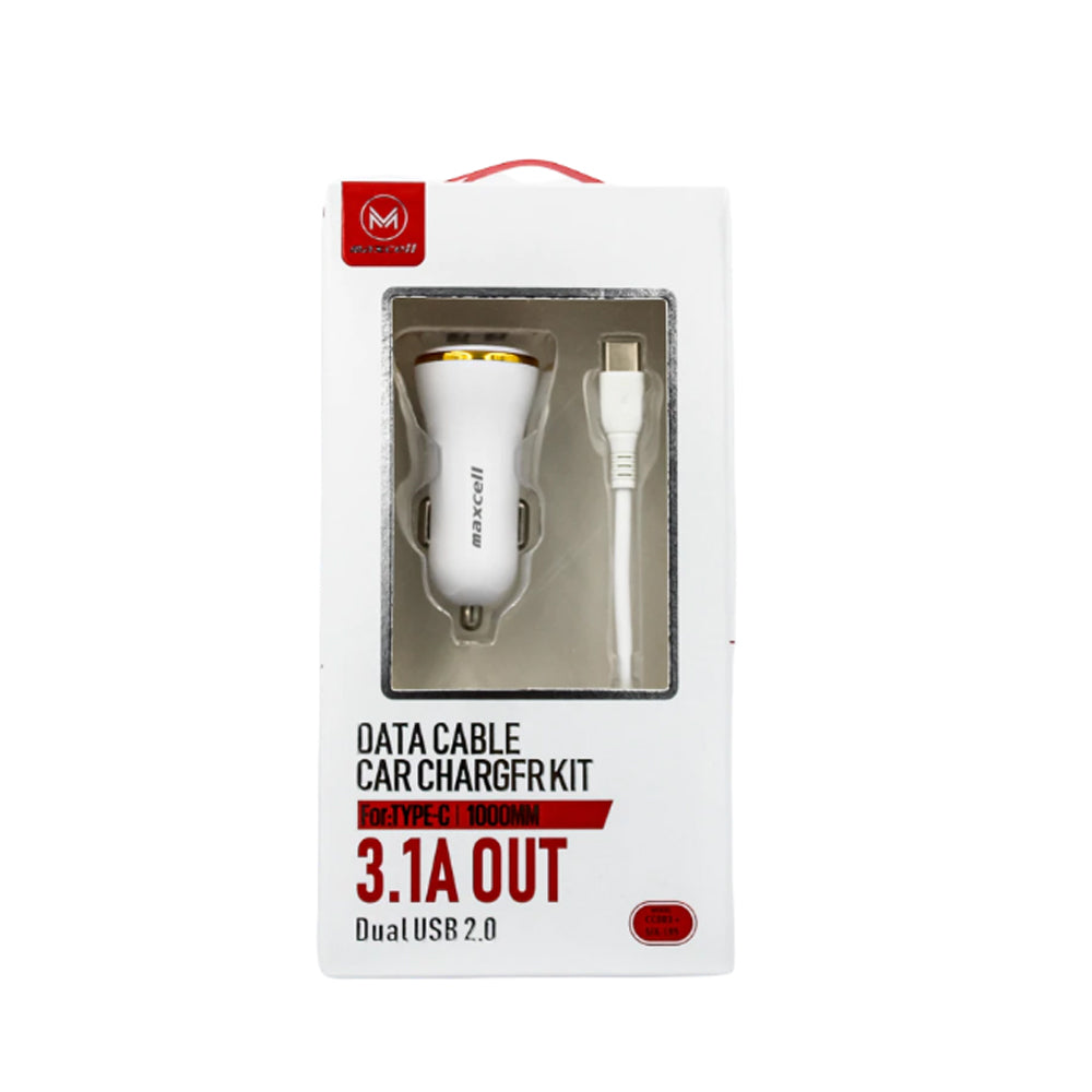 Maxcell (CC083) - Incarcator Auto + Cablu Lightning, 2xUSB-A, 5V, 3.1A, White