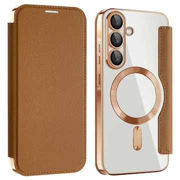 Husa MagFlip pentru Samsung A36 A366, Samsung A36 A366, Magnet, RFID Protect, Piele, Chrome Edge - Auriu