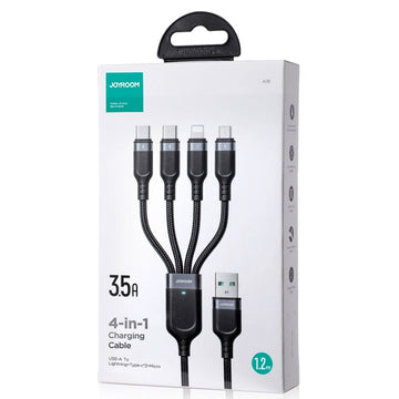 Cablu Date si Incarcare Joyroom S-A18, USB-A la 2xUSB-C/Lightning/microUSB, 4in1, 1.2m - Negru