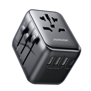 Incarcator Retea Joyroom TCW01, 3A, 1xUSB-C, 3xUSB-A, Universal, US/JP/AU/UK/EU - Negru