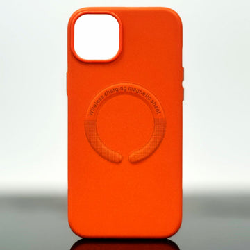 Husa Kraft pentru iPhone 14, cu MagSafe, Piele ecologica - Portocaliu
