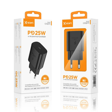 Incarcator Priza X-Start CDQ079, PD25W, 3A, 1xUSB-C, SuperFast - Negru