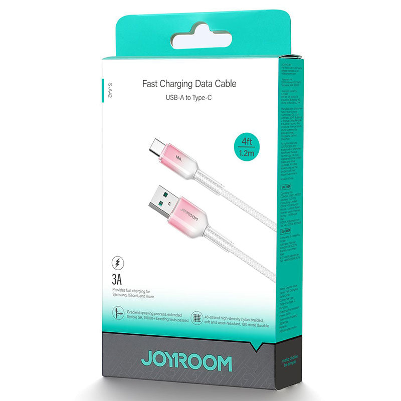 Joyroom (S-A42) - Cablu Date si Incarcare, USB la USB-C, 3A, FastCharge, 1.2m, White