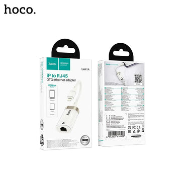 Adaptor OTG Hoco UA41A, Lightning la Retea Ethernet 100Mbps - Alb