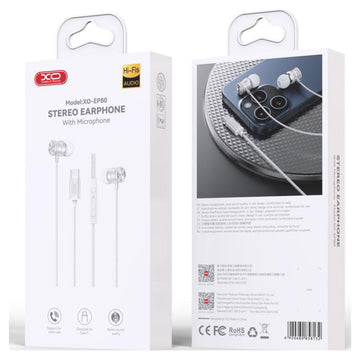 Casti cu Fir XO EP80, In Ear, USB-C, 1.2m Cablu, Digital - Alb