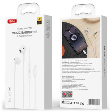 Casti cu Fir XO EP75, In Ear, Lightning, 1.2m Cablu, Digital - Alb