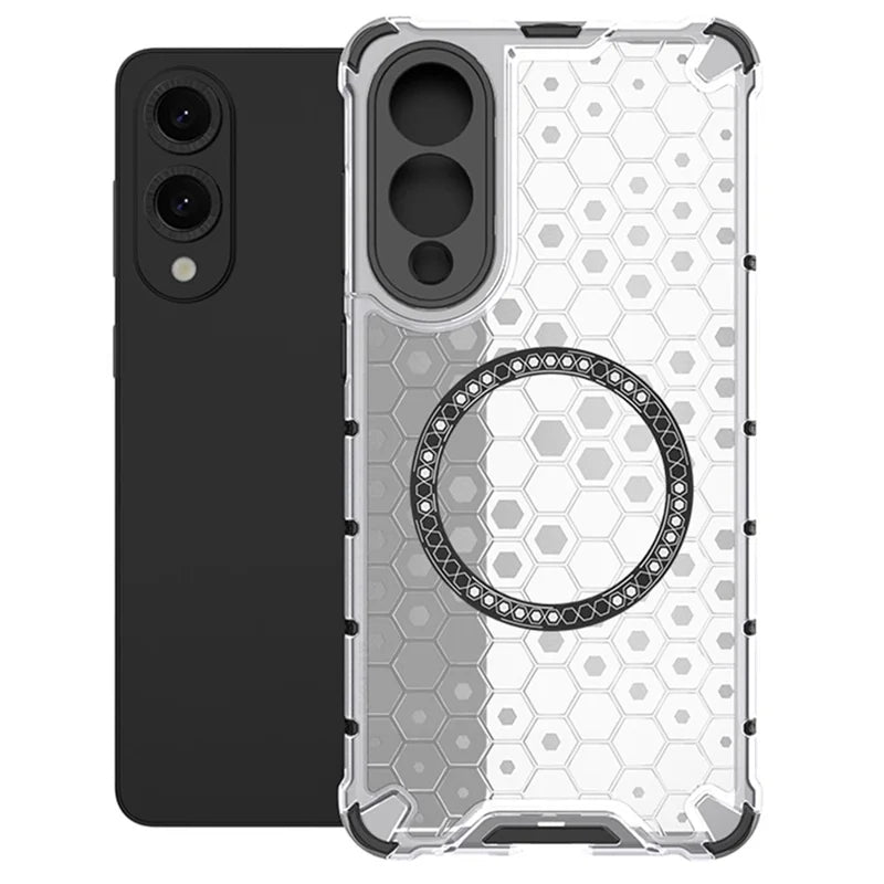 Husa HoneyComb - Samsung S25 Edge, Magnet MagCase, AntiDrOppo Corners, White
