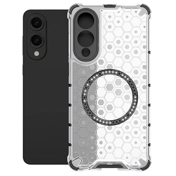 Husa HoneyComb pentru Samsung S25 Edge, Magnet MagCase, AntiDrop Corners - Alb