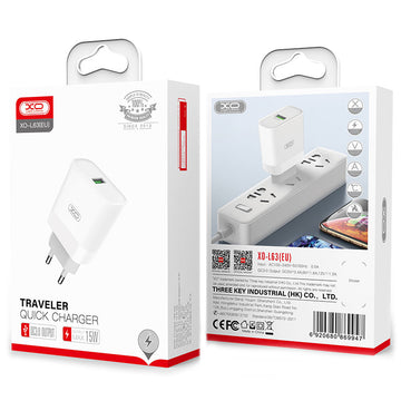 Incarcator Retea XO L63, 15W, 1xUSB-A, QC 3.0 - Alb