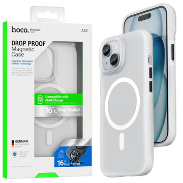 Husa Hoco AS2 pentru iPhone 15, MagSafe, Grip honeEdge, Matte - Alb