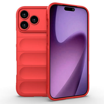 Husa Wave pentru iPhone 17 Pro, Grip Microfiber, ShockProof - Rosu