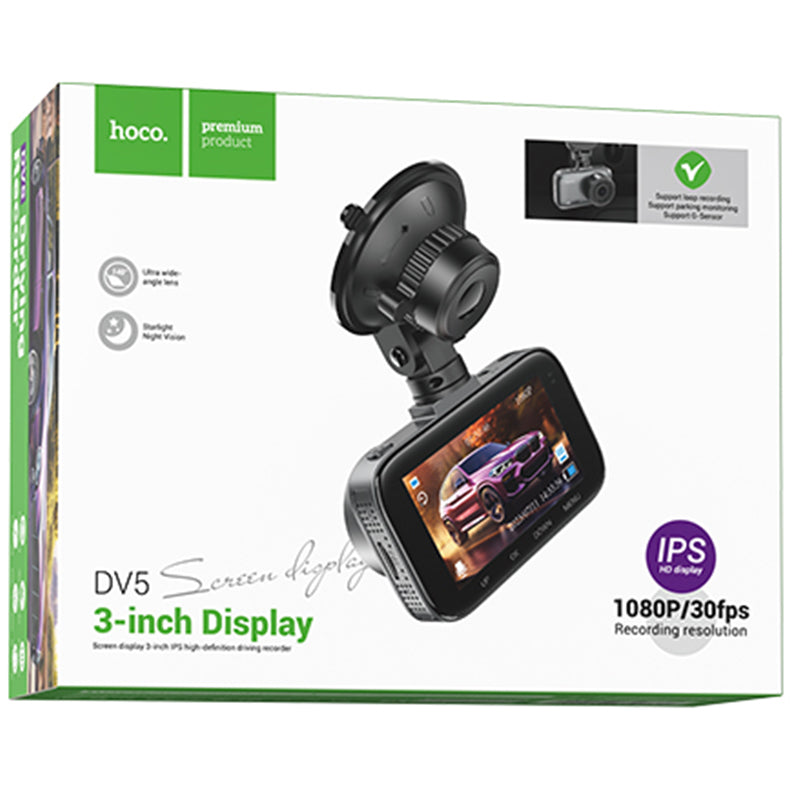 Hoco (DV5) - Camera Video pentru masina, HD 1080MPX, cu Display de 3 inchi, Iron Grey