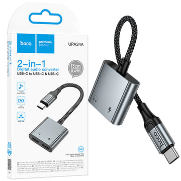 Cablu Audio Hoco UPA34A, USB-C la USB-C, 1m - Negru