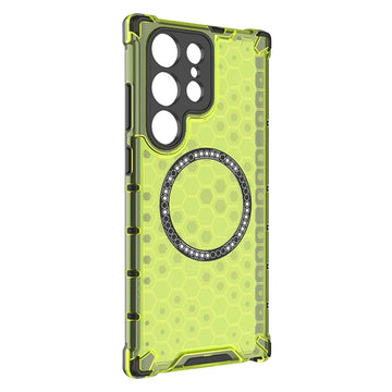 Husa HoneyComb pentru Samsung S25 Ultra, Magnet MagCase, AntiDrop Corners - Verde