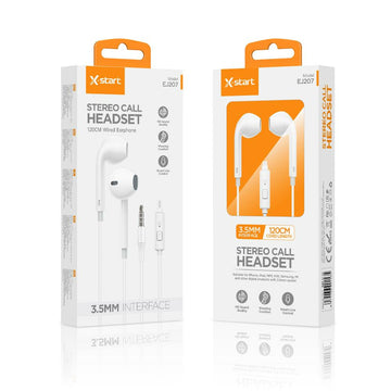 Casti cu Fir X-Start EJ207, In Ear, 3.5mm, 1.2m, Mic & Volume Key, 2ndiP Classic - Alb