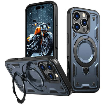 Husa Hybrid Armor pentru iPhone 16, MagRing, MultiAngle - Albastru