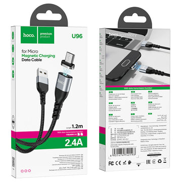 Cablu Date si Incarcare Hoco U96, USB-A la MicroUSB, 18W, 2.4A, 1m - Negru