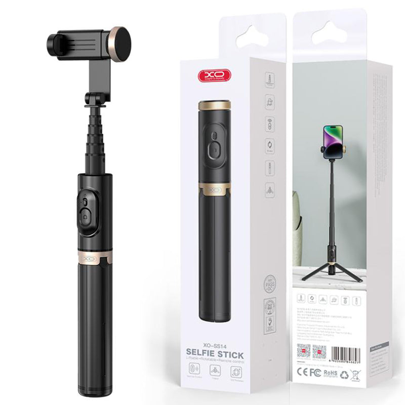 XO (SS14) - Suport Stand, tiPhone Selfie, brat telescopic, TriPhoneods, 72cm, Reinforced, Black