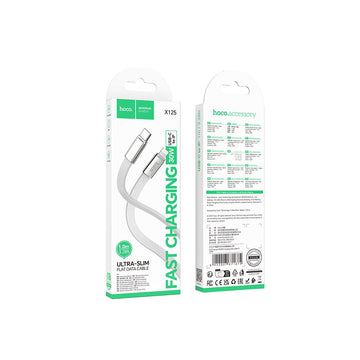 Cablu Date si Incarcare Hoco X125, PD30W, USB-C la Lightning, Braided, 1m - Alb