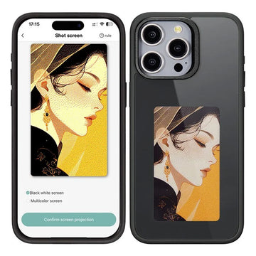 Husa InkLed pentru iPhone 13 Pro Max, ShockProof, cu Ecran Digital, Microfiber, PC Plus TPU - Negru