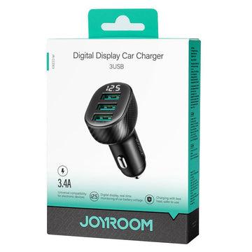 Incarcator Auto Joyroom JR-CCD03, 17W, 3xUSB, QC 3.0, LED Display - Negru