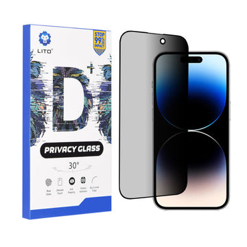 Folie Privacy pentru iPhone 14 Pro, Full Glass - Transparent / Negru