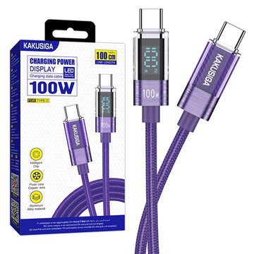 Cablu Date si Incarcare Kaku KSC-971, USB-C, PD100W, QC3.0, Braided, LED Power, 1m - Mov