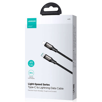 Cablu Date si Incarcare Joyroom S-A25, USB-C la Lightning, PD30W, QC3.0, 1.2m - Negru