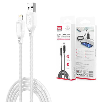 Cablu Date si Incarcare XO NB235, USB-A la Lightning, 2.4A, Braided, 1m - Negru