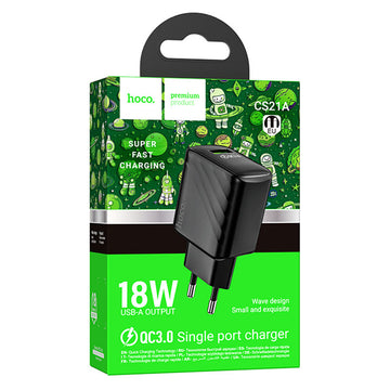 Incarcator Retea Hoco CS21A, 18W, 1xUSB-A, QC 3.0, FCP/AFC - Negru