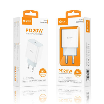Incarcator Priza X-Start CDQ090, PD20W, 3A, 1xUSB-C, FastCharging - Alb