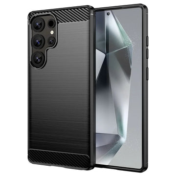 Husa Brush pentru Samsung S25 Ultra, TPU, Metall Look - Negru
